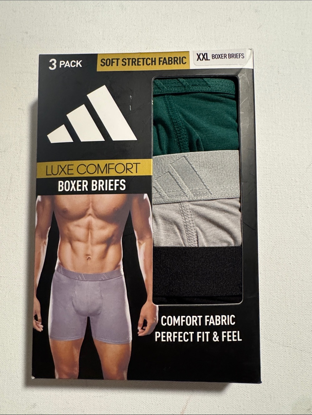 Adidas Boxer Briefs Mens XXL 3 Pack Green Gray Black